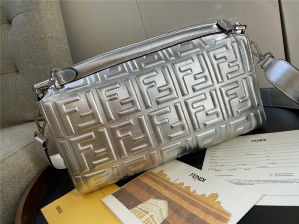 FEND Silver Baguette Shoulder Bag - Image 4