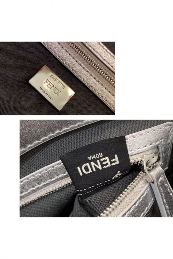FEND Silver Baguette Shoulder Bag - Image 9