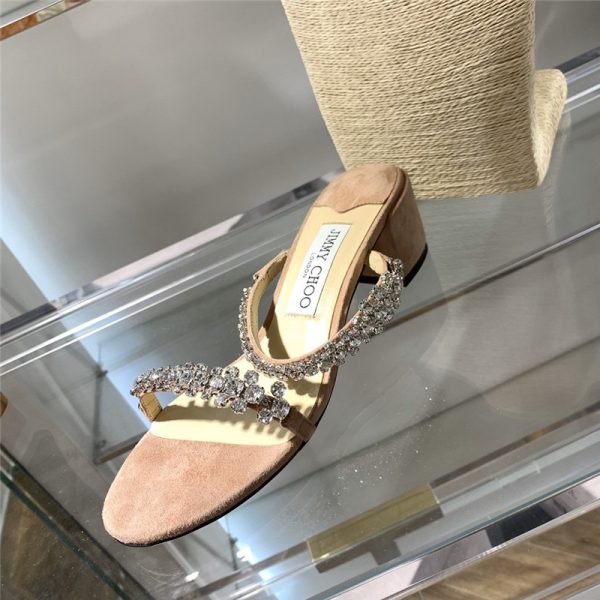 Jimmy Choo Rhinestone Low Heel Sandals - Image 9