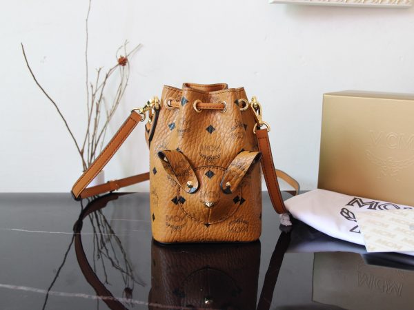 Mcm Rabbit Drawstring Bucket Bag