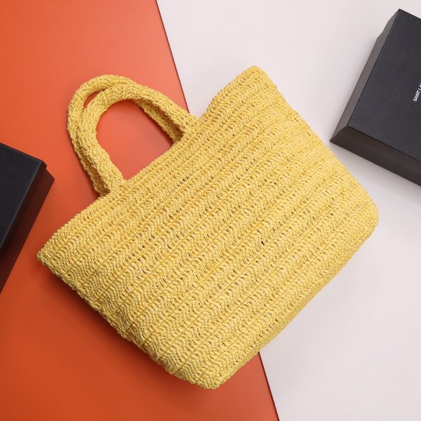 YSL Yves Saint Laurent ???? ?????? ???? ??? Raffia Crochet Yellow - Image 18