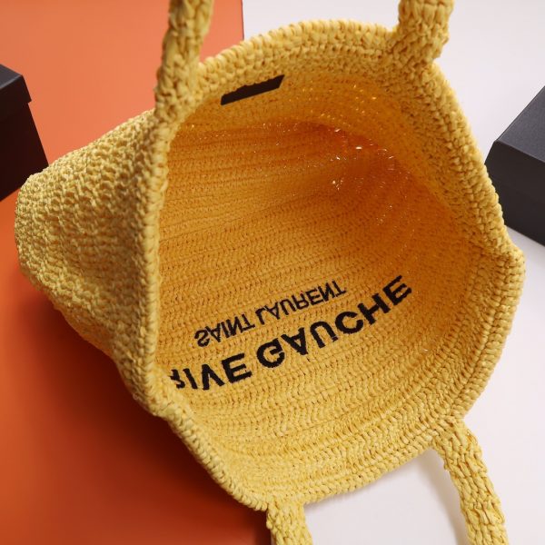 YSL Yves Saint Laurent ???? ?????? ???? ??? Raffia Crochet Yellow - Image 3