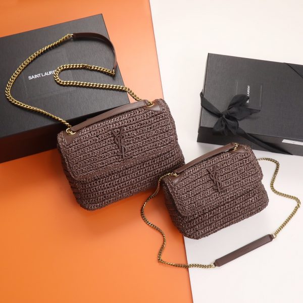 YSL Yves Saint Laurent Niki Woven Bag Coffee