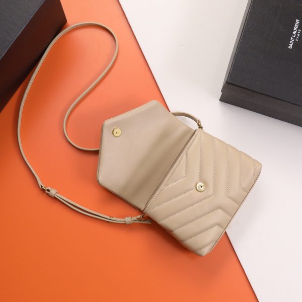 YSL Yves Saint Laurent LOULOU mini version crossbody bag Milk tea color - Image 3
