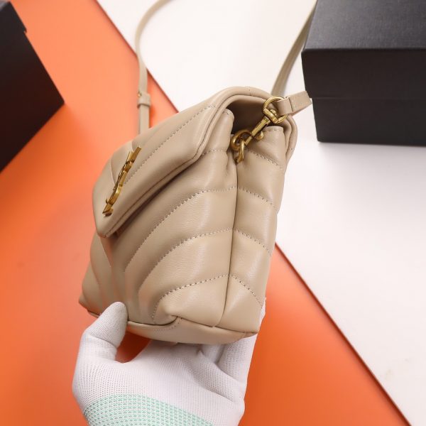 YSL Yves Saint Laurent LOULOU mini version crossbody bag Milk tea color - Image 7
