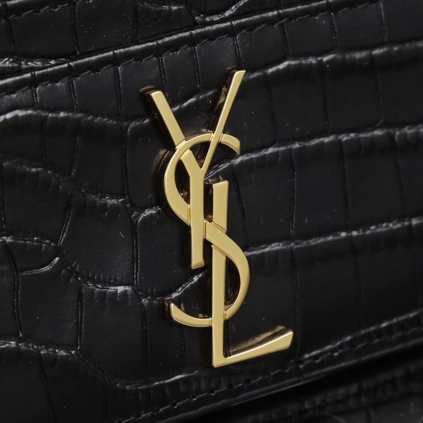 YSL Yves Saint Laurent SLP Crocodile Print Card Holder Gold logo - Image 4