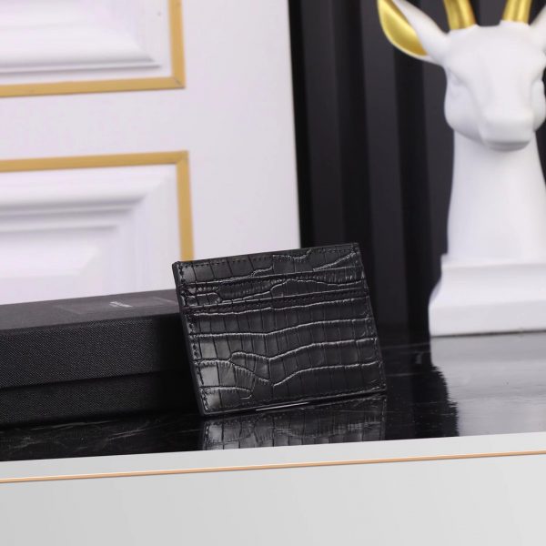 YSL Yves Saint Laurent SLP Crocodile Print Card Holder Gold logo - Image 10