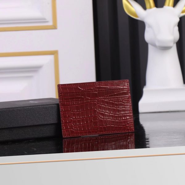 YSL Yves Saint Laurent SLP Crocodile Print Card Holder Gold logo - Image 24