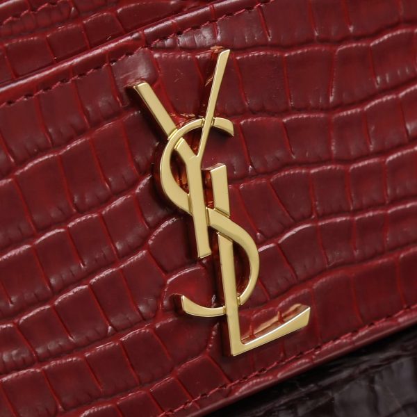 YSL Yves Saint Laurent SLP Crocodile Print Card Holder Gold logo - Image 26