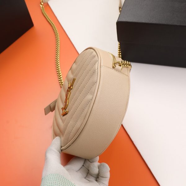 YSL Yves Saint Laurent Vinyle round cake bag Milk tea color - Image 3