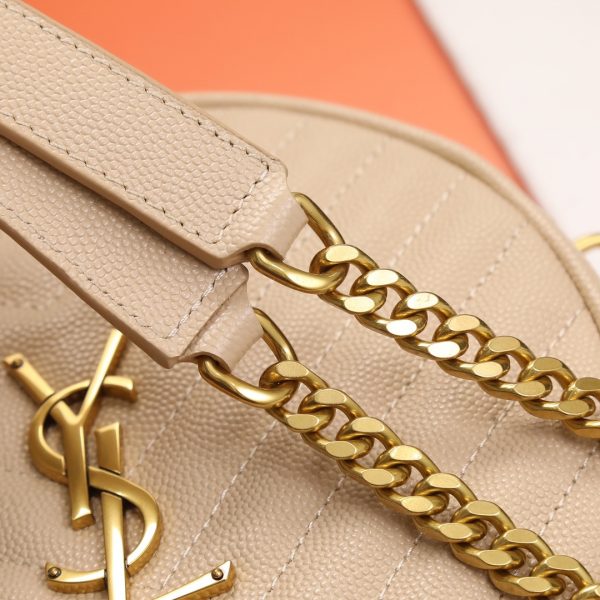YSL Yves Saint Laurent Vinyle round cake bag Milk tea color - Image 7