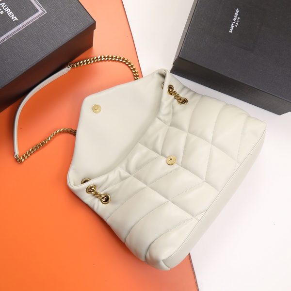 YSL Yves Saint Laurent ?????? ?????? Quilted Leather Bag White - Image 3