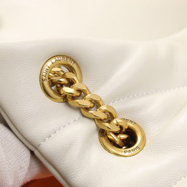YSL Yves Saint Laurent ?????? ?????? Quilted Leather Bag White - Image 6