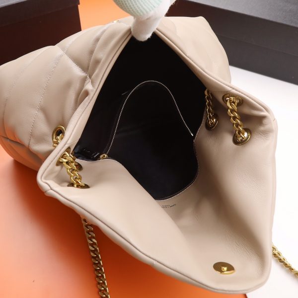 YSL Yves Saint Laurent ?????? ?????? Quilted Leather Bag Milk tea color - Image 8