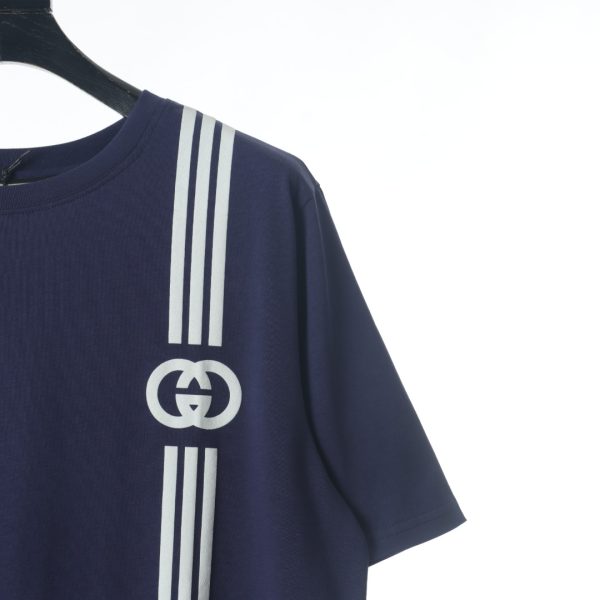 GUCCI vertical stripe double G webbing print short-sleeved T-shirt - Image 4