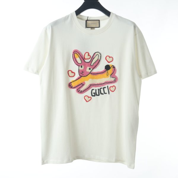 Gucci heart deer embroidered short-sleeved T-shirt