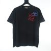 Gucci & Balenciaga joint blue and red embroidered letters short-sleeved T-shirt black