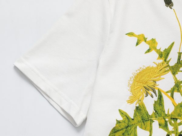 LOEWE 23SS flower embroidery short sleeves] Heavy industry embroidery, the fabric is imported from the original factory custom 40s double-strand smooth cotton, the fabric is soft, comfortable and breathable - Image 6