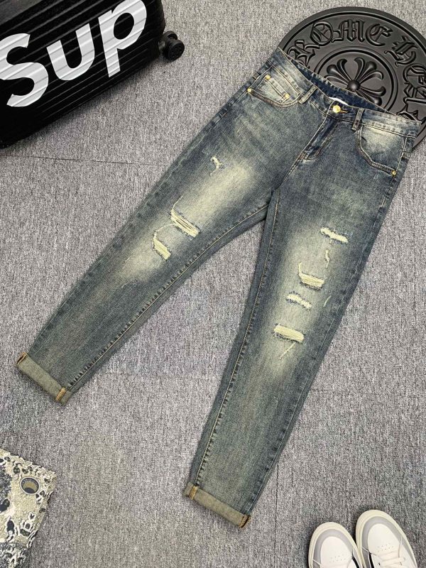 LOEWE 2023 spring and summer new men's jeans The fabric has good elasticity. Exclusive sale, official website synchronization, fashion and elegance, heavy craft design - Image 2