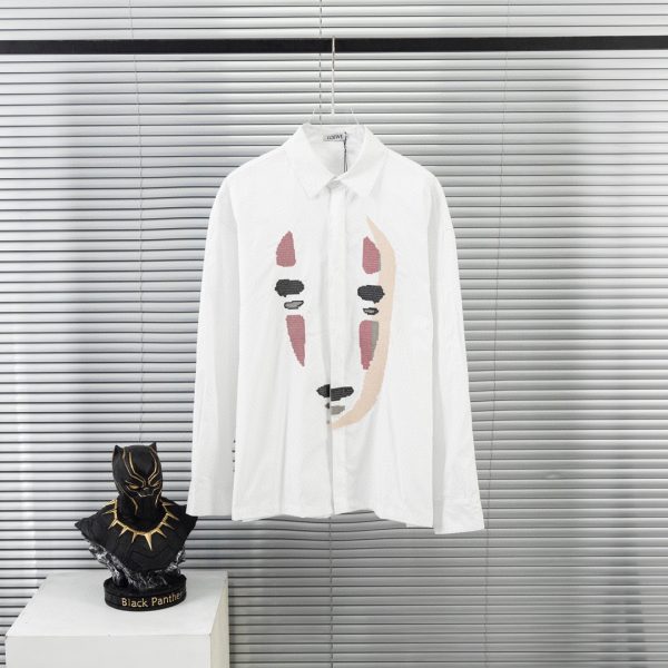 LOEWE 's new best-selling Spirited Away embroidery faceless men's long-sleeved shirt men's and women's tops are made of 100% cotton fabrics to support a good version - Image 2