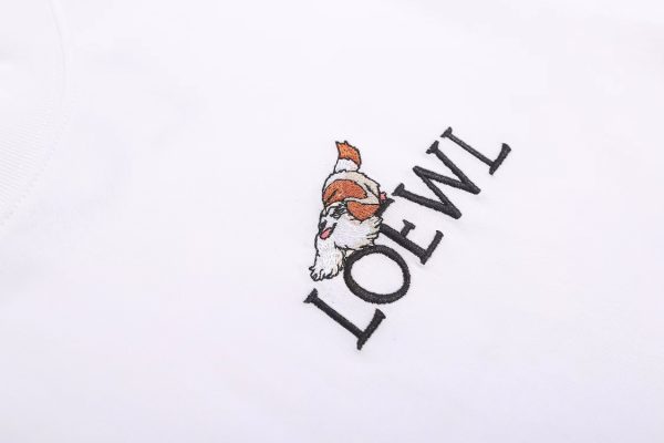 Loewe, Loewe 23ss embroidered Logo back print couple short-sleeved T-shirts. High-end minimalist style that never gets tired of looking at white, two-color three-dimensional embroidery puppy ? - Image 14