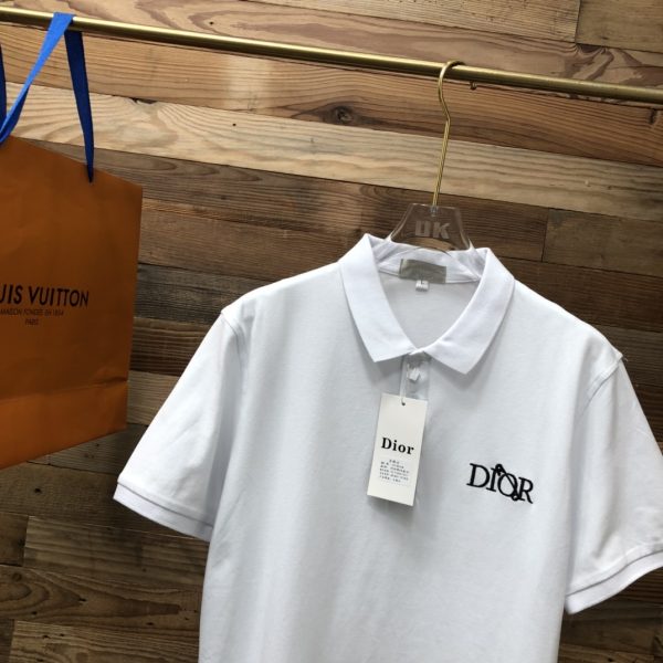 [DIOR] 2023 spring and summer new lapel POLO shirt Men's embroidered short-sleeved T-shirt! Customized high-end piqué fabric, comfortable and breathable, not easy to deform - Image 9