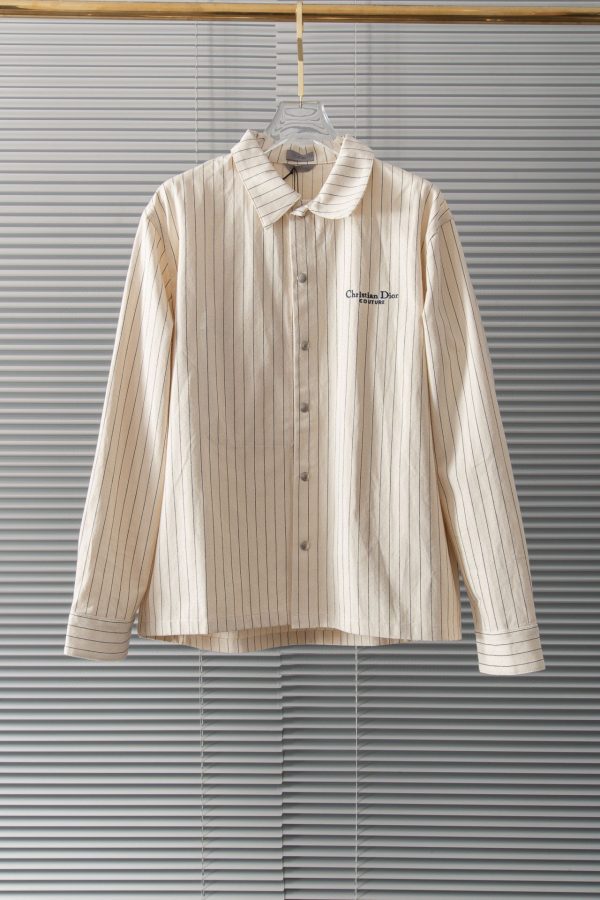 Dior/ stripe embroidery apricot jeans! Special counter 7000k to buy the original pattern opening, fixed weaving, fixed dyeing, stripe cycle pure cotton denim denim fabric, the original gray fabric is washed and desizing treatment, and the hand feel is restored to the fabric surface, and the fluffy feeling is super silky - Image 4