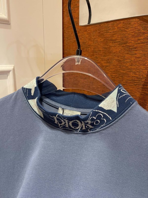 Dior spring and summer new flower jacquard collar couple short-sleeved T-shirt - Image 6