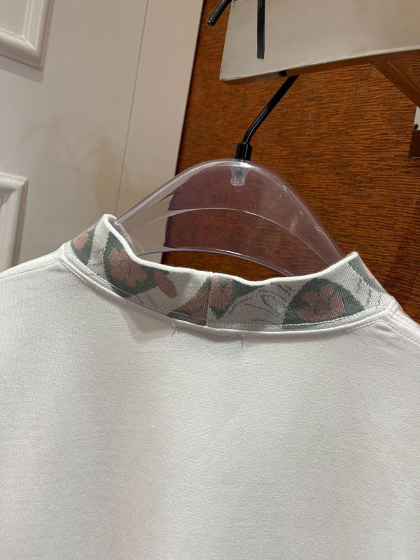 Dior spring and summer new flower jacquard collar couple short-sleeved T-shirt - Image 7