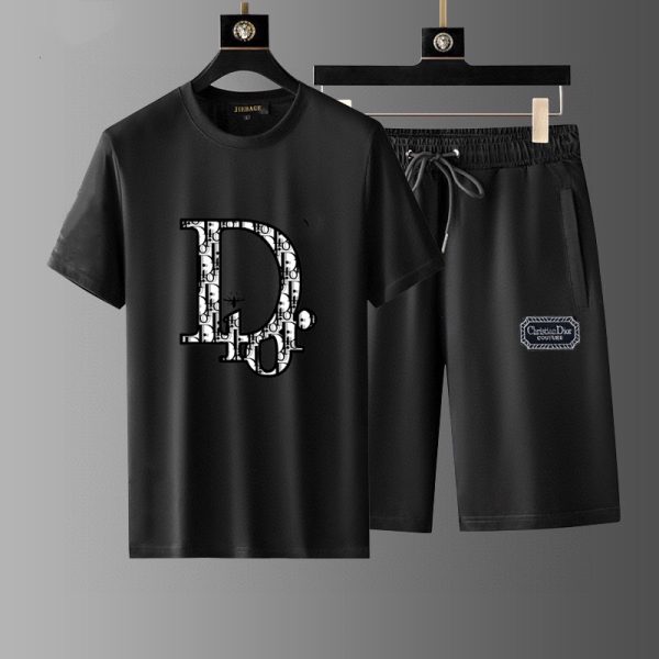 Brand [DIOR] 2023 new men's short-sleeved shorts suit! Synchronous sales on the official website! High-end version on the market - Image 5