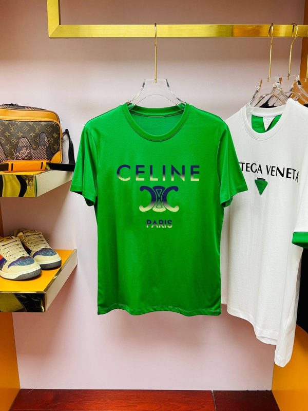 Brand [CELINE] (Fat Gospel) original single men's casual short-sleeved T-shirt, new product for spring and summer 2023, customized top logo craftsmanship on the chest - Image 5