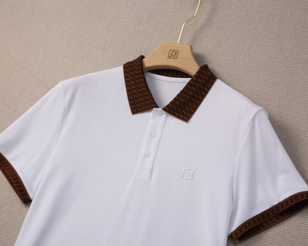 Fendi/23 spring and summer fashion short-sleeved mercerized pearl cotton polo shirt! Version: High-end fashion aesthetic design combined with three-dimensional cutting version makes wearing more comfortable and ornamental - Image 14