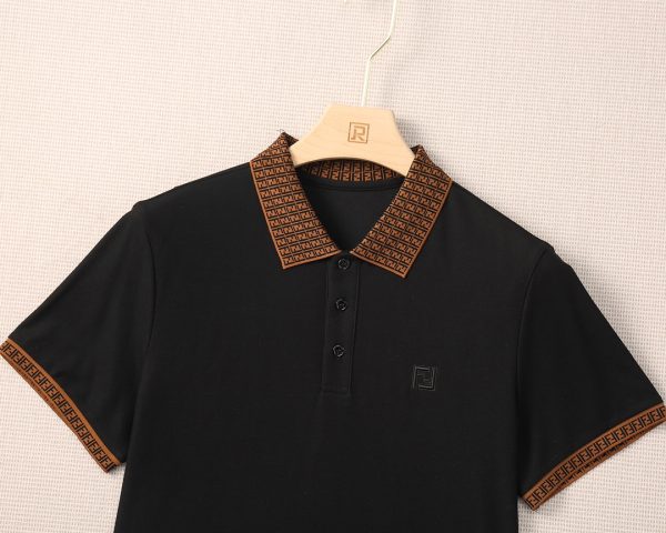 Fendi/23 spring and summer fashion short-sleeved mercerized pearl cotton polo shirt! Version: High-end fashion aesthetic design combined with three-dimensional cutting version makes wearing more comfortable and ornamental - Image 6