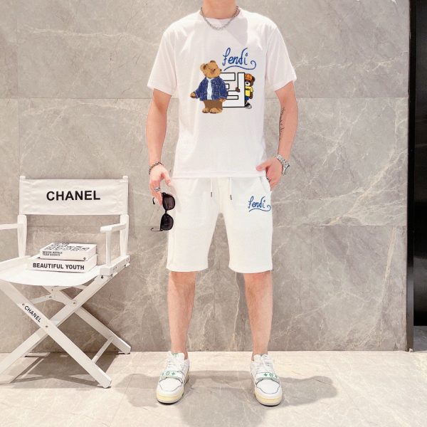 Brand [FENDI] 2023 new men's short-sleeved shorts suit! Synchronous sales on the official website! High-end version on the market! Delicate and soft - Image 9