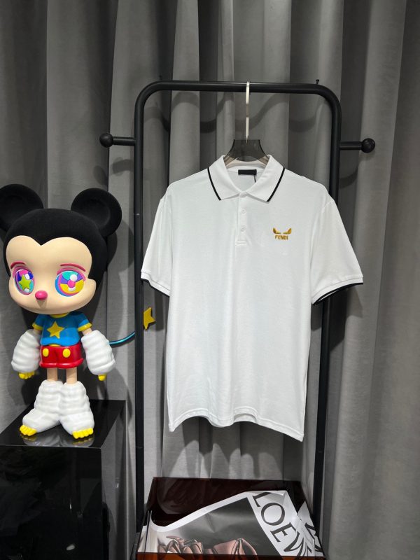 Fendi [small embroidery] 2023 summer men's new lapel short-sleeved POLO shirt, customized fabric, high breathability and comfort, impeccable details
