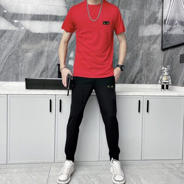 [FENDI] (Fat Man Gospel) 2023 official website with the same style. World-renowned luxury brand. Summer men's (double mercerized) high-quality ? cargo suit with imported original single fabric - Image 8