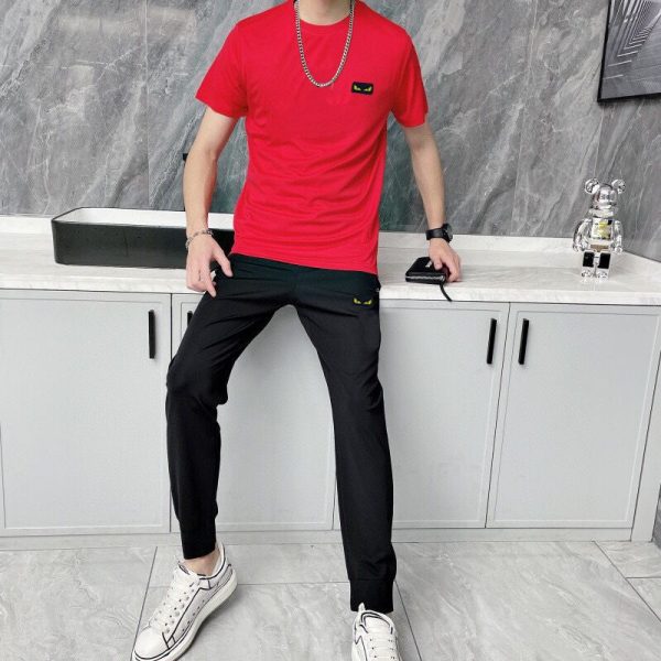 [FENDI] (Fat Man Gospel) 2023 official website with the same style. World-renowned luxury brand. Summer men's (double mercerized) high-quality ? cargo suit with imported original single fabric - Image 5