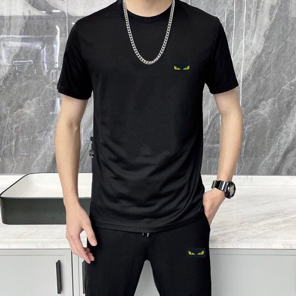 [FENDI] (Fat Man Gospel) 2023 official website with the same style. World-renowned luxury brand. Summer men's (double mercerized) high-quality ? cargo suit with imported original single fabric - Image 3