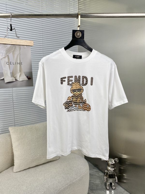 Fendi 2023ss spring and summer boutique short-sleeved T-shirt High-end quality Customized top long-staple cotton fabrics, made by top manufacturers, fashion big-name heavy-handcraft logo design - Image 9