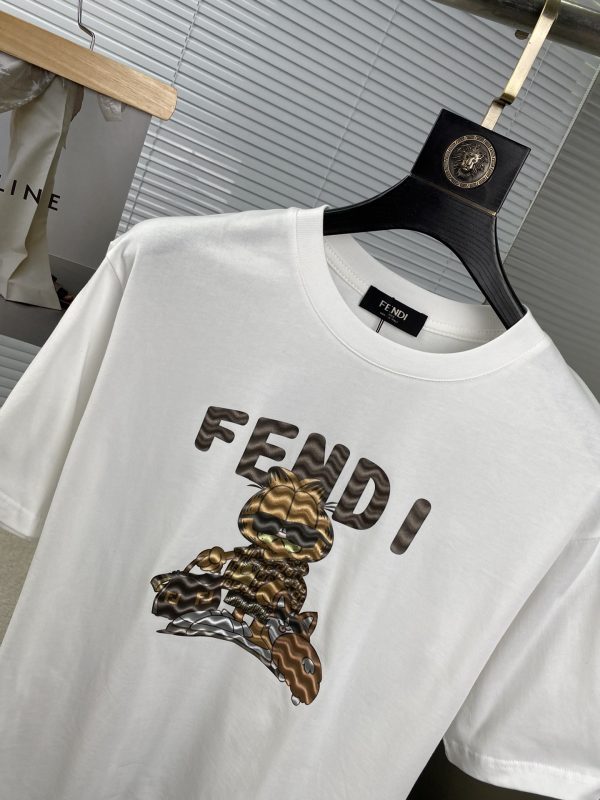 Fendi 2023ss spring and summer boutique short-sleeved T-shirt High-end quality Customized top long-staple cotton fabrics, made by top manufacturers, fashion big-name heavy-handcraft logo design - Image 6