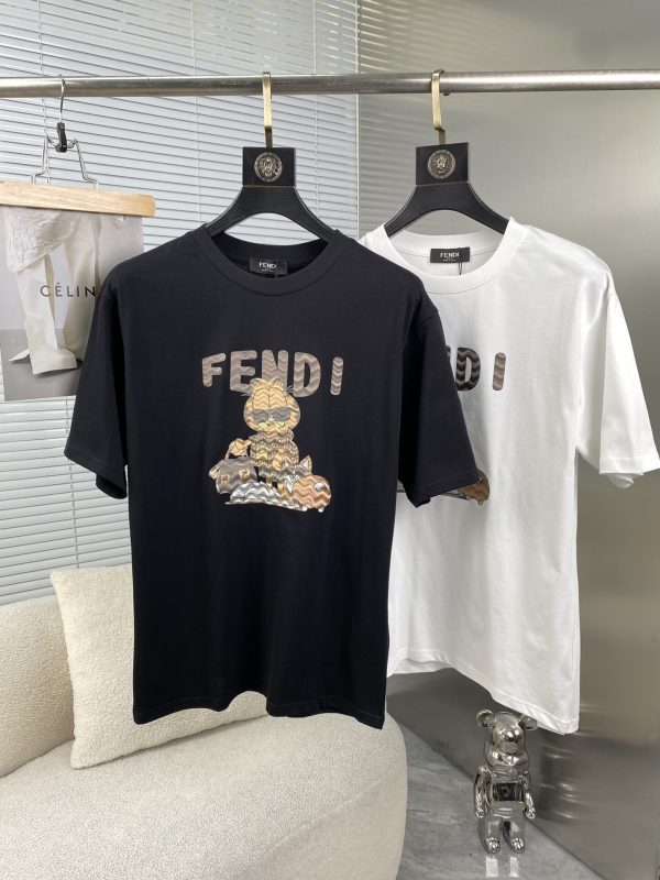 Fendi 2023ss spring and summer boutique short-sleeved T-shirt High-end quality Customized top long-staple cotton fabrics, made by top manufacturers, fashion big-name heavy-handcraft logo design