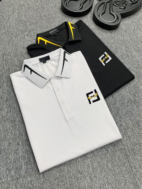 Fendi 2023 spring and summer new style Men's lapel POLO series casual custom woven style small logo boutique embroidery