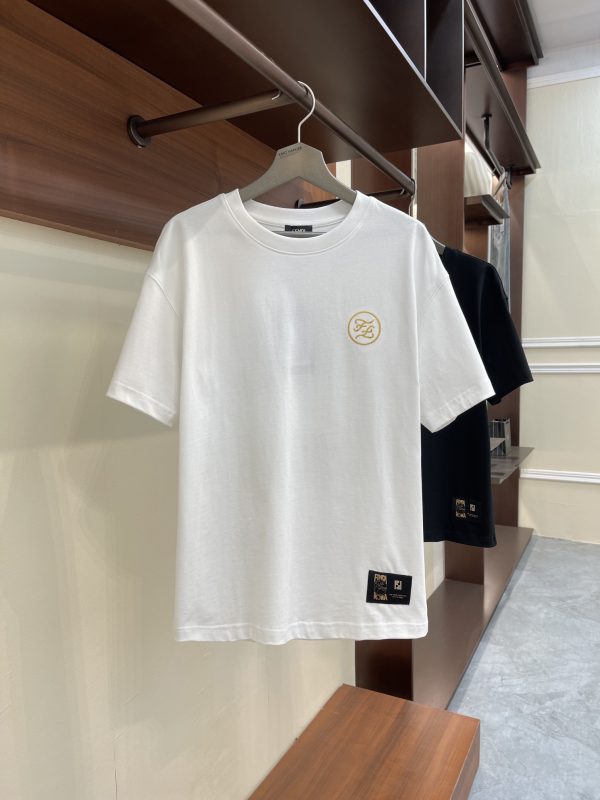 Fendi23 spring and summer new product double F embroidery fashion round neck short-sleeved T-shirt limited order from overseas trading companies, direct delivery from Hong Kong warehouse, limited number of boutiques