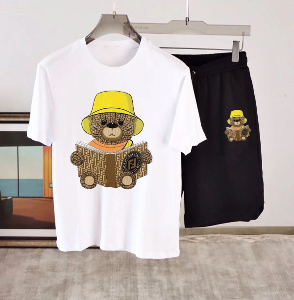 Brand [FENDI] 2023 new men's short-sleeved shorts suit! Synchronous sales on the official website! High-end version on the market - Image 5