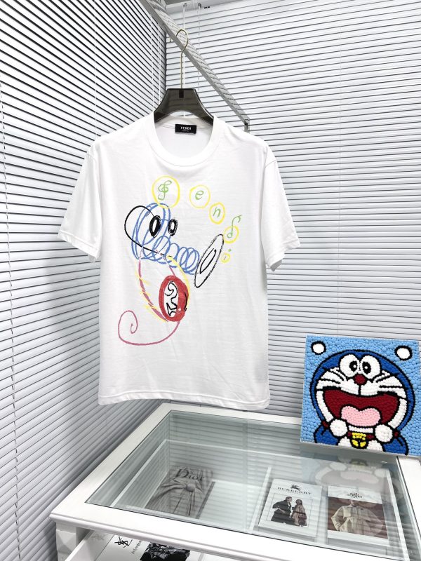 FENDI 2023 latest printed short sleeves, high-quality counter original single short sleeves, top-level craftsmanship imported fabrics, high-quality offset printing design for counters