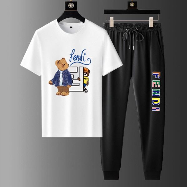 [FENDI] (Fat Gospel) 2023 official website with the same style. World-renowned luxury brand. Summer men's (double mercerized) high-quality ? goods set - Image 4