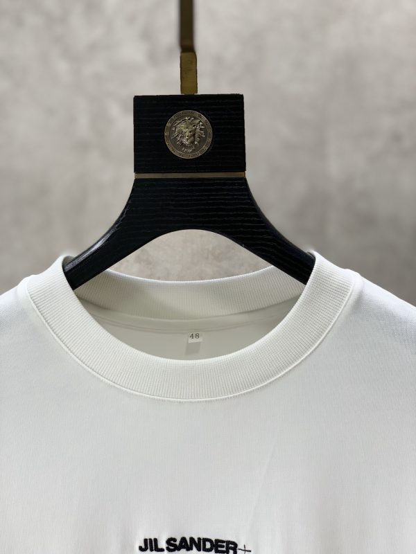 JIL Sander 2023 summer new drop-shoulder profile short-sleeved T-shirt, jacquard logo on the chassis, imported machine blessing, embroidery is exquisite and three-dimensional - Image 15