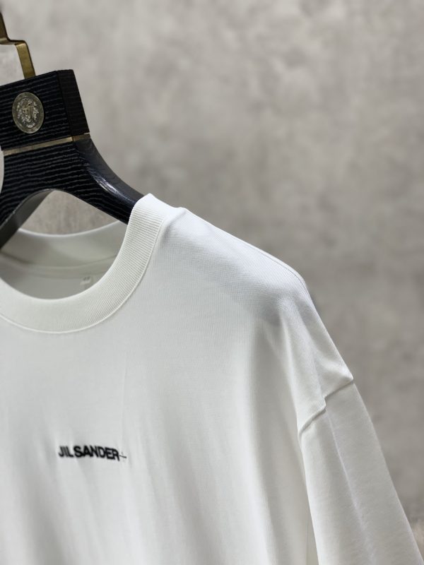 JIL Sander 2023 summer new drop-shoulder profile short-sleeved T-shirt, jacquard logo on the chassis, imported machine blessing, embroidery is exquisite and three-dimensional - Image 14