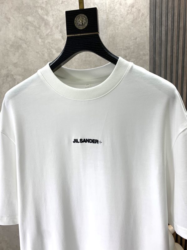 JIL Sander 2023 summer new drop-shoulder profile short-sleeved T-shirt, jacquard logo on the chassis, imported machine blessing, embroidery is exquisite and three-dimensional - Image 12