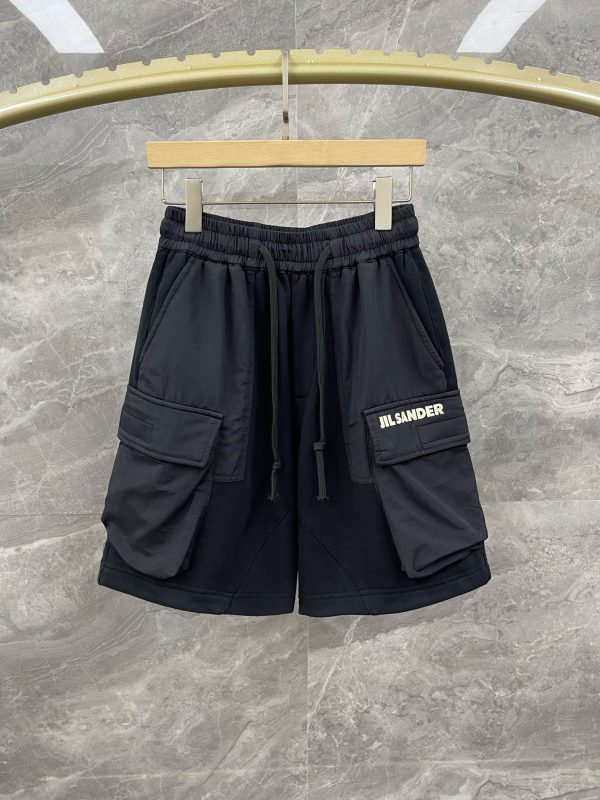 SS new trendy brand JIL SANDER three-dimensional printed rubber logo cotton drawstring five-point pants, men's Velcro large pocket splicing tooling version high street shorts - Image 10